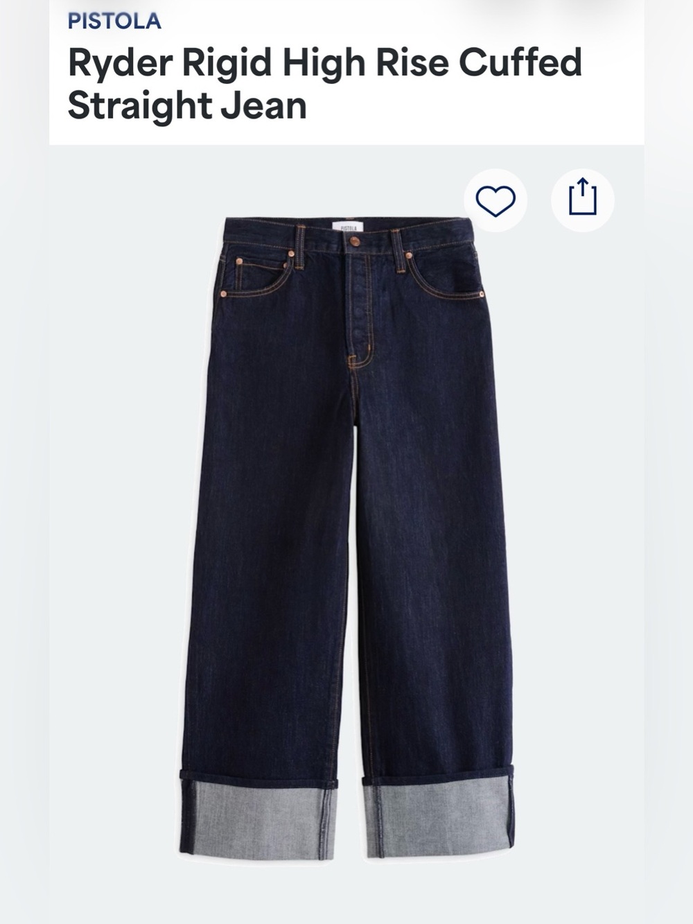 pistola Dark Indigo Cuffed Straight Leg Jeans